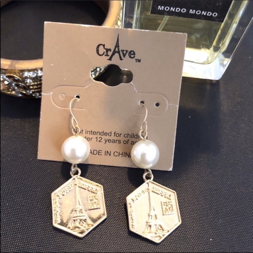 Statement pearl earrings EIFFEL TOWER PEARL EARRINGS #266